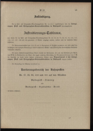 Post- und Telegraphen-Verordnungsblatt für das Verwaltungsgebiet des K.-K. Handelsministeriums 19120127 Seite: 3