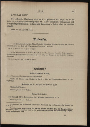 Post- und Telegraphen-Verordnungsblatt für das Verwaltungsgebiet des K.-K. Handelsministeriums 19120131 Seite: 3