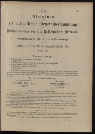 Post- und Telegraphen-Verordnungsblatt für das Verwaltungsgebiet des K.-K. Handelsministeriums 19120222 Seite: 3