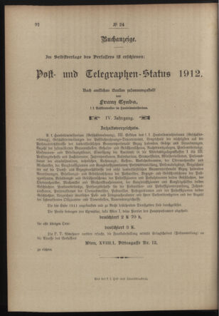 Post- und Telegraphen-Verordnungsblatt für das Verwaltungsgebiet des K.-K. Handelsministeriums 19120223 Seite: 4