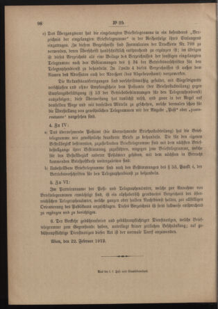 Post- und Telegraphen-Verordnungsblatt für das Verwaltungsgebiet des K.-K. Handelsministeriums 19120224 Seite: 6