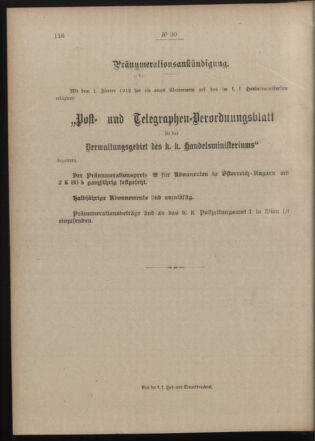 Post- und Telegraphen-Verordnungsblatt für das Verwaltungsgebiet des K.-K. Handelsministeriums 19120304 Seite: 4