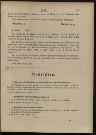 Post- und Telegraphen-Verordnungsblatt für das Verwaltungsgebiet des K.-K. Handelsministeriums 19120309 Seite: 3