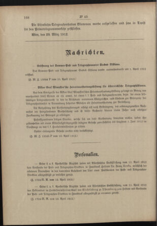 Post- und Telegraphen-Verordnungsblatt für das Verwaltungsgebiet des K.-K. Handelsministeriums 19120417 Seite: 2