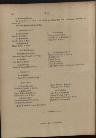 Post- und Telegraphen-Verordnungsblatt für das Verwaltungsgebiet des K.-K. Handelsministeriums 19120419 Seite: 4