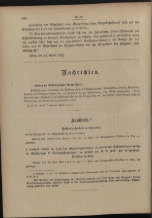 Post- und Telegraphen-Verordnungsblatt für das Verwaltungsgebiet des K.-K. Handelsministeriums 19120423 Seite: 2