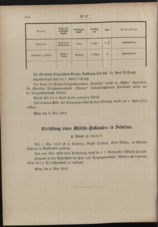 Post- und Telegraphen-Verordnungsblatt für das Verwaltungsgebiet des K.-K. Handelsministeriums 19120509 Seite: 2