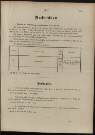 Post- und Telegraphen-Verordnungsblatt für das Verwaltungsgebiet des K.-K. Handelsministeriums 19120509 Seite: 3