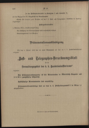 Post- und Telegraphen-Verordnungsblatt für das Verwaltungsgebiet des K.-K. Handelsministeriums 19120510 Seite: 8