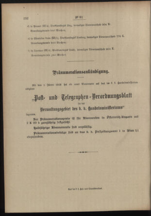 Post- und Telegraphen-Verordnungsblatt für das Verwaltungsgebiet des K.-K. Handelsministeriums 19120522 Seite: 4