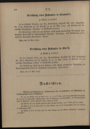 Post- und Telegraphen-Verordnungsblatt für das Verwaltungsgebiet des K.-K. Handelsministeriums 19120529 Seite: 2