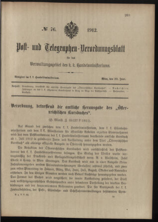 Post- und Telegraphen-Verordnungsblatt für das Verwaltungsgebiet des K.-K. Handelsministeriums 19120620 Seite: 1