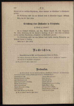 Post- und Telegraphen-Verordnungsblatt für das Verwaltungsgebiet des K.-K. Handelsministeriums 19120706 Seite: 2