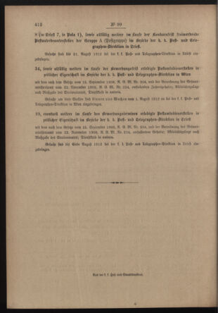 Post- und Telegraphen-Verordnungsblatt für das Verwaltungsgebiet des K.-K. Handelsministeriums 19120729 Seite: 4