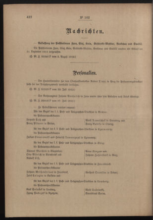 Post- und Telegraphen-Verordnungsblatt für das Verwaltungsgebiet des K.-K. Handelsministeriums 19120807 Seite: 2