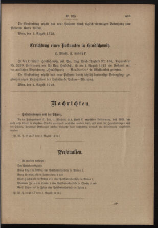 Post- und Telegraphen-Verordnungsblatt für das Verwaltungsgebiet des K.-K. Handelsministeriums 19120813 Seite: 3