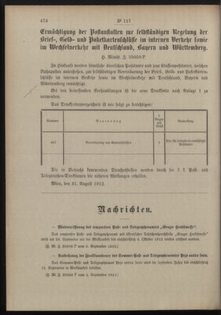 Post- und Telegraphen-Verordnungsblatt für das Verwaltungsgebiet des K.-K. Handelsministeriums 19120910 Seite: 2