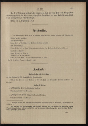 Post- und Telegraphen-Verordnungsblatt für das Verwaltungsgebiet des K.-K. Handelsministeriums 19120914 Seite: 3