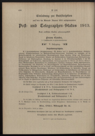 Post- und Telegraphen-Verordnungsblatt für das Verwaltungsgebiet des K.-K. Handelsministeriums 19120918 Seite: 6