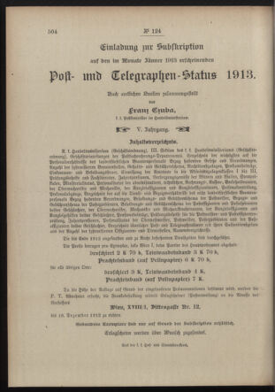 Post- und Telegraphen-Verordnungsblatt für das Verwaltungsgebiet des K.-K. Handelsministeriums 19120924 Seite: 4