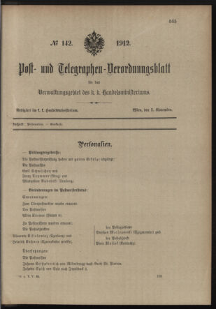 Post- und Telegraphen-Verordnungsblatt für das Verwaltungsgebiet des K.-K. Handelsministeriums