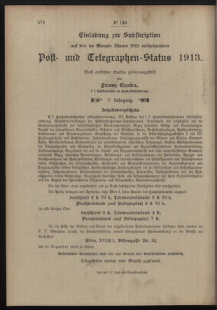 Post- und Telegraphen-Verordnungsblatt für das Verwaltungsgebiet des K.-K. Handelsministeriums 19121106 Seite: 4