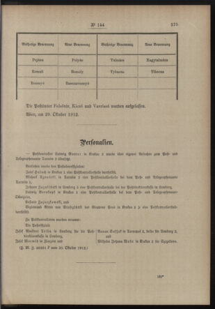 Post- und Telegraphen-Verordnungsblatt für das Verwaltungsgebiet des K.-K. Handelsministeriums 19121108 Seite: 3