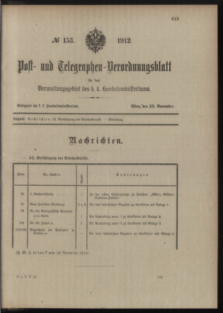 Post- und Telegraphen-Verordnungsblatt für das Verwaltungsgebiet des K.-K. Handelsministeriums 19121125 Seite: 1