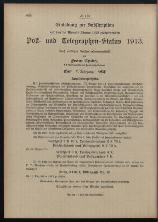 Post- und Telegraphen-Verordnungsblatt für das Verwaltungsgebiet des K.-K. Handelsministeriums 19121206 Seite: 4