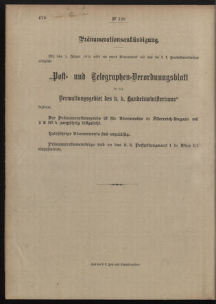 Post- und Telegraphen-Verordnungsblatt für das Verwaltungsgebiet des K.-K. Handelsministeriums 19121231 Seite: 4