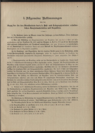 Post- und Telegraphen-Verordnungsblatt für das Verwaltungsgebiet des K.-K. Handelsministeriums 1912bl04 Seite: 9