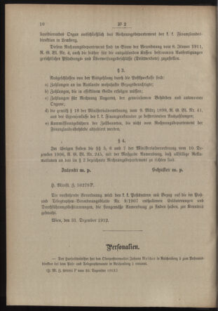 Post- und Telegraphen-Verordnungsblatt für das Verwaltungsgebiet des K.-K. Handelsministeriums 19130104 Seite: 2