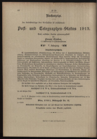 Post- und Telegraphen-Verordnungsblatt für das Verwaltungsgebiet des K.-K. Handelsministeriums 19130121 Seite: 4