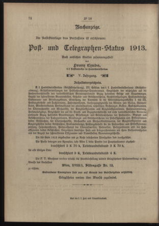 Post- und Telegraphen-Verordnungsblatt für das Verwaltungsgebiet des K.-K. Handelsministeriums 19130201 Seite: 4