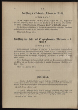 Post- und Telegraphen-Verordnungsblatt für das Verwaltungsgebiet des K.-K. Handelsministeriums 19130207 Seite: 2