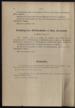 Post- und Telegraphen-Verordnungsblatt für das Verwaltungsgebiet des K.-K. Handelsministeriums 19130211 Seite: 2