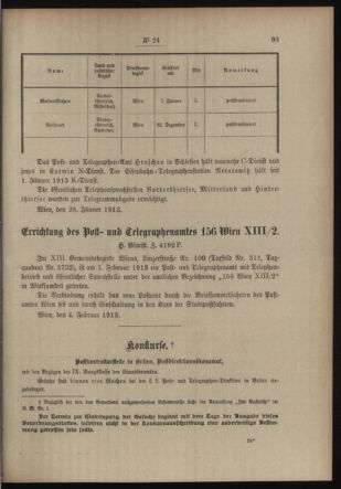 Post- und Telegraphen-Verordnungsblatt für das Verwaltungsgebiet des K.-K. Handelsministeriums 19130213 Seite: 3