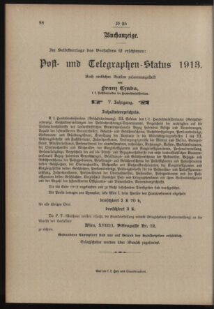 Post- und Telegraphen-Verordnungsblatt für das Verwaltungsgebiet des K.-K. Handelsministeriums 19130214 Seite: 4