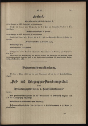 Post- und Telegraphen-Verordnungsblatt für das Verwaltungsgebiet des K.-K. Handelsministeriums 19130215 Seite: 3