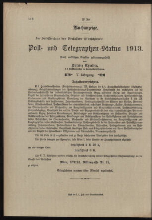 Post- und Telegraphen-Verordnungsblatt für das Verwaltungsgebiet des K.-K. Handelsministeriums 19130225 Seite: 4