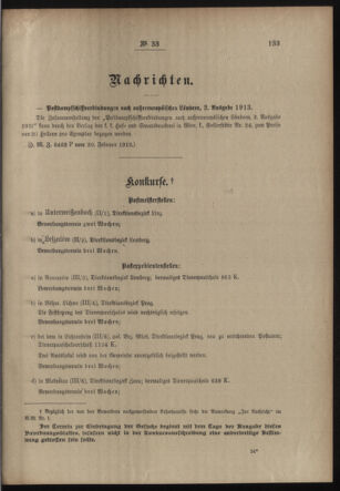 Post- und Telegraphen-Verordnungsblatt für das Verwaltungsgebiet des K.-K. Handelsministeriums 19130303 Seite: 3