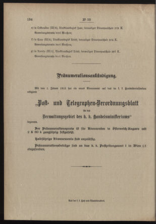 Post- und Telegraphen-Verordnungsblatt für das Verwaltungsgebiet des K.-K. Handelsministeriums 19130303 Seite: 4