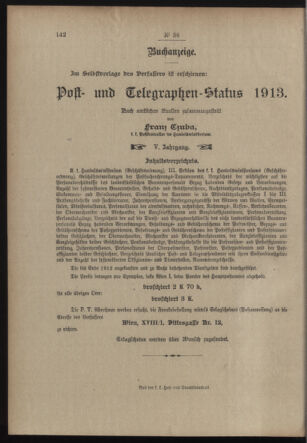 Post- und Telegraphen-Verordnungsblatt für das Verwaltungsgebiet des K.-K. Handelsministeriums 19130307 Seite: 4