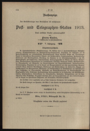 Post- und Telegraphen-Verordnungsblatt für das Verwaltungsgebiet des K.-K. Handelsministeriums 19130317 Seite: 4