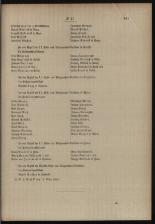 Post- und Telegraphen-Verordnungsblatt für das Verwaltungsgebiet des K.-K. Handelsministeriums 19130321 Seite: 3