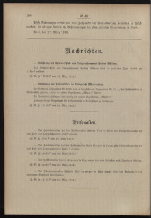 Post- und Telegraphen-Verordnungsblatt für das Verwaltungsgebiet des K.-K. Handelsministeriums 19130401 Seite: 2