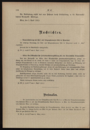 Post- und Telegraphen-Verordnungsblatt für das Verwaltungsgebiet des K.-K. Handelsministeriums 19130410 Seite: 2