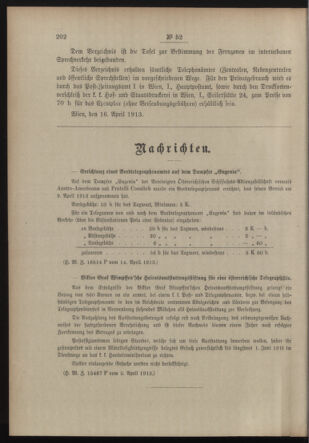 Post- und Telegraphen-Verordnungsblatt für das Verwaltungsgebiet des K.-K. Handelsministeriums 19130419 Seite: 2