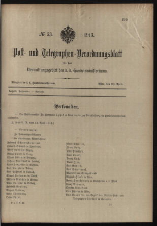 Post- und Telegraphen-Verordnungsblatt für das Verwaltungsgebiet des K.-K. Handelsministeriums