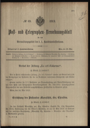 Post- und Telegraphen-Verordnungsblatt für das Verwaltungsgebiet des K.-K. Handelsministeriums